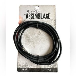 Tim Holtz Assemblage Black Leather Wrap Magnetic Bracelet